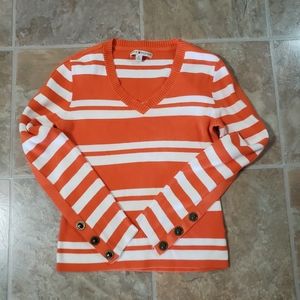 Tommy Hilfiger Orange and White Sweater